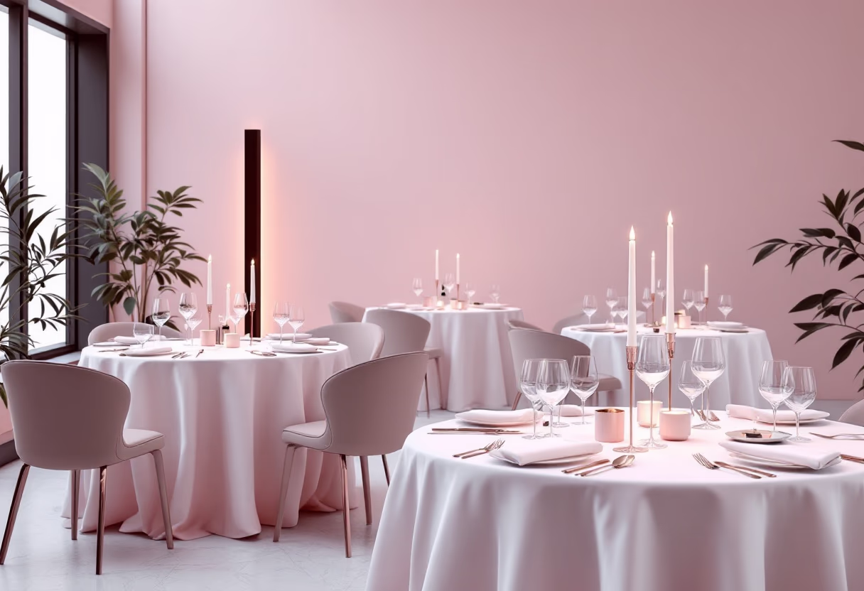 image of decorated event space (for a fine dining restaurant)
