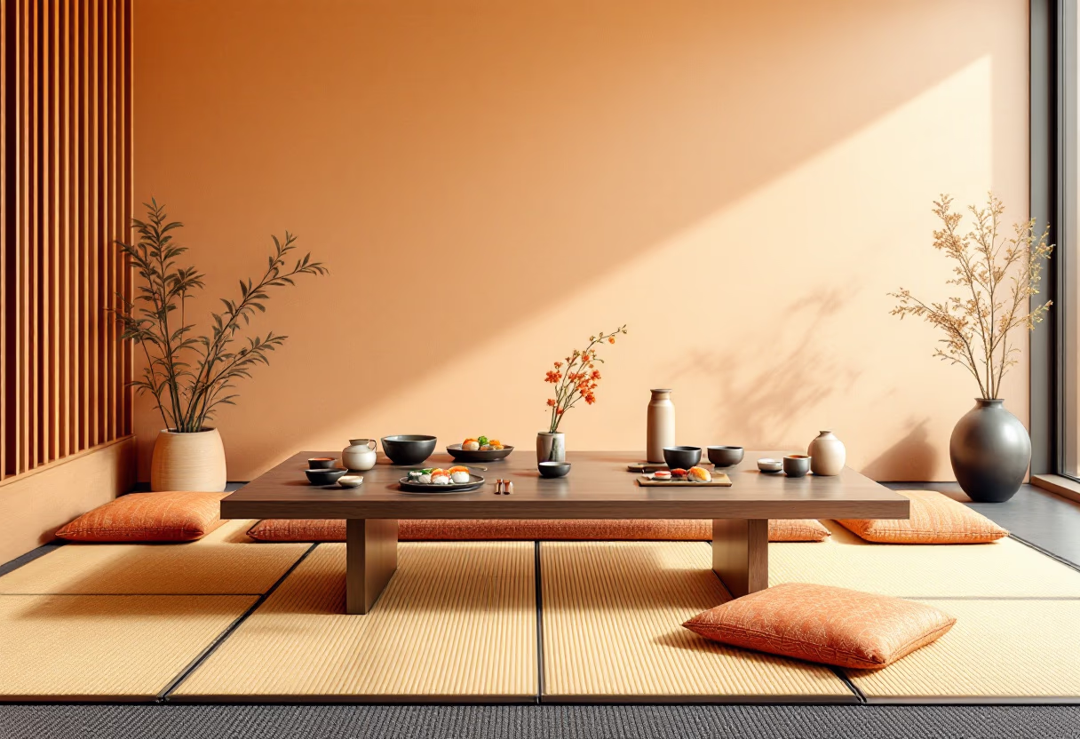 a cozy dining setting in a japanese restaurant